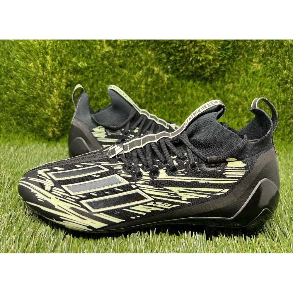 Adidas Adizero 12.0 Football Cleats Mens 12.5 Black Lime Green Glow In The Dark